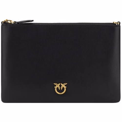 PINKO Black Calf Leather Bos Taurus Shoulder Bag