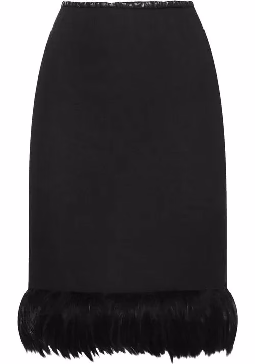 Saint Laurent Black Silk Midi Skirt