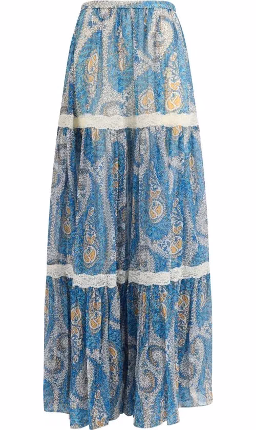 Etro Multicolor Silk Long Skirt