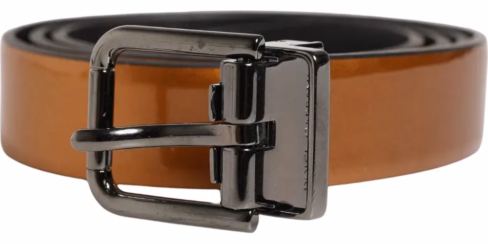 Dolce & Gabbana Men Brown Classic Leather Metal Buckle Belt