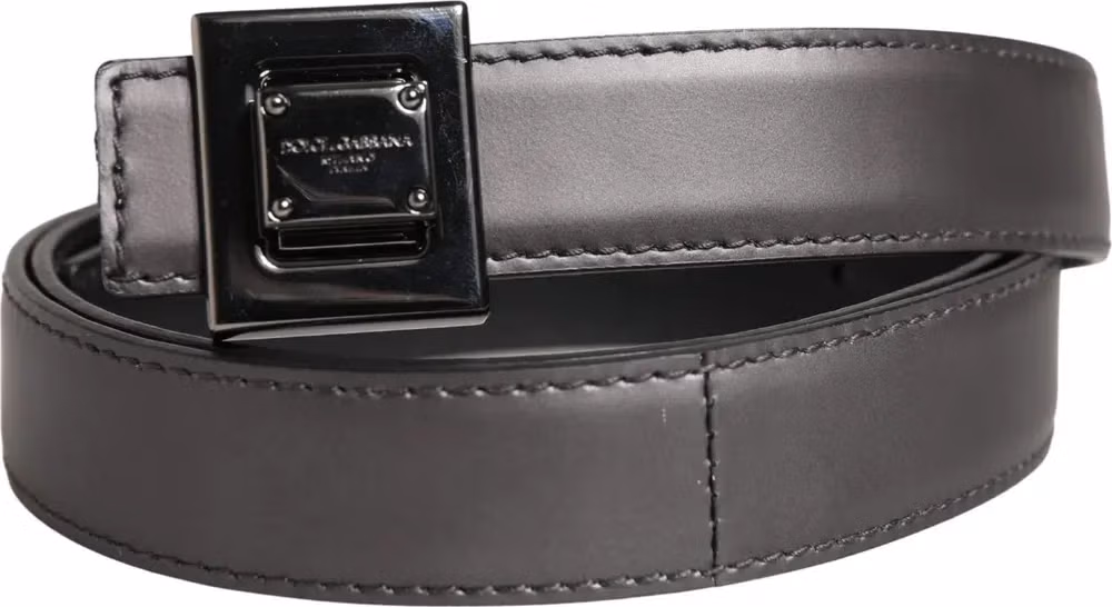 Dolce & Gabbana Men Silver Classic Leather Square Buckle Belt