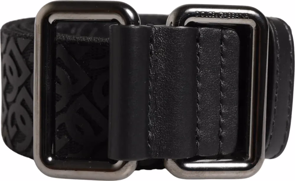 Dolce & Gabbana Men Black DG Logo Polyester Metal Buckle Belt