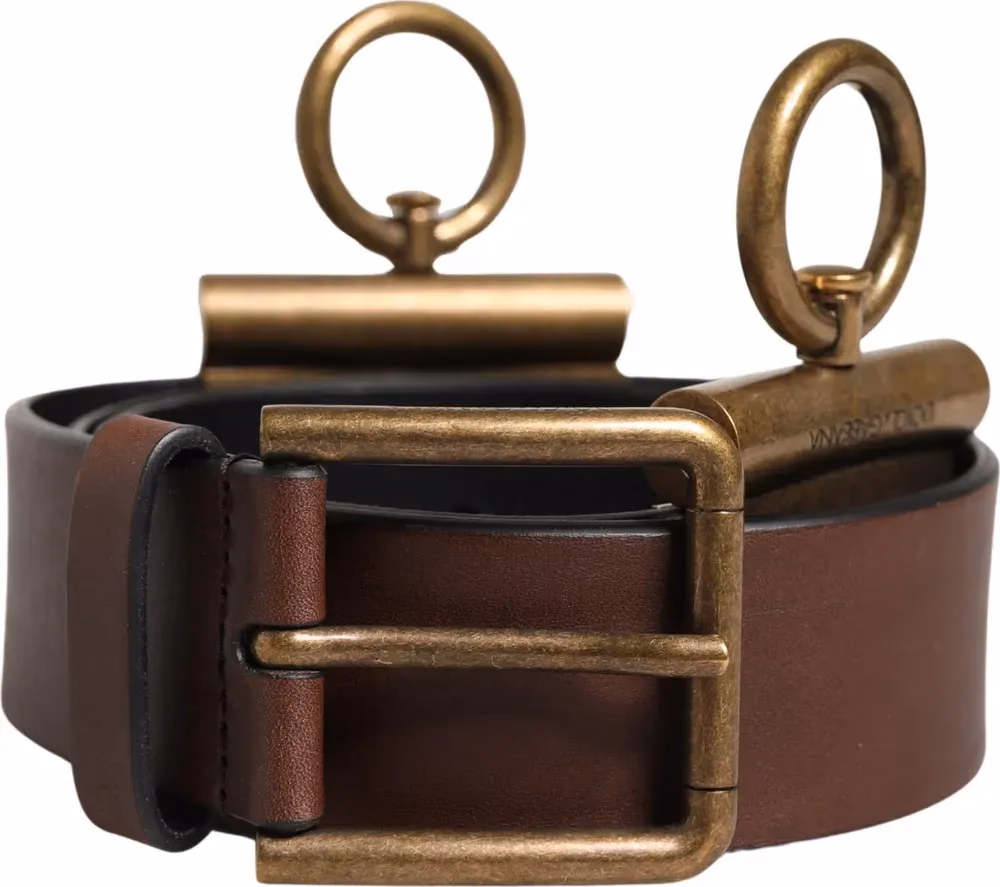 Dolce & Gabbana Men Brown Classic Leather Metal Buckle Belt