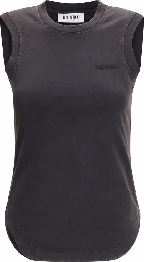The Attico Black Cotton Sleeveles T-Shirt