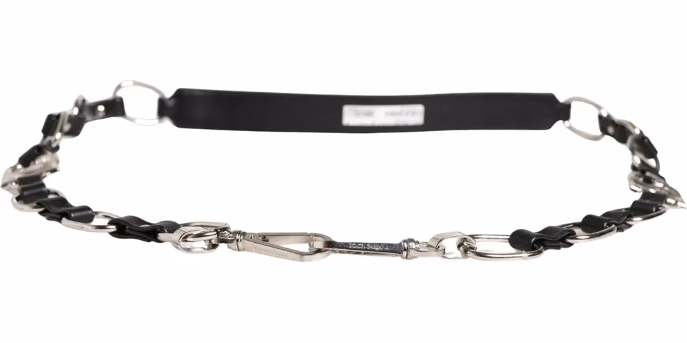 Dolce & Gabbana Black Leather Silver Chain Bag Accessory Shoulder Strap
