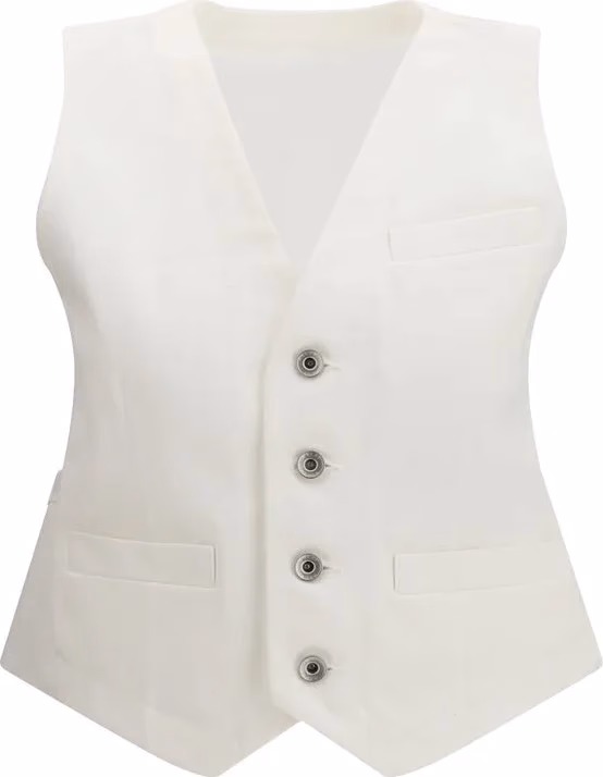 Sacai White Cotton Waistcoat