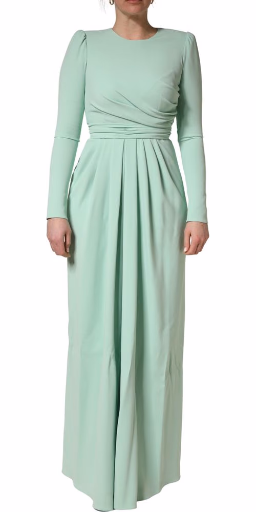 Dolce & Gabbana Green Viscose Long Sleeves Long Gown Dress