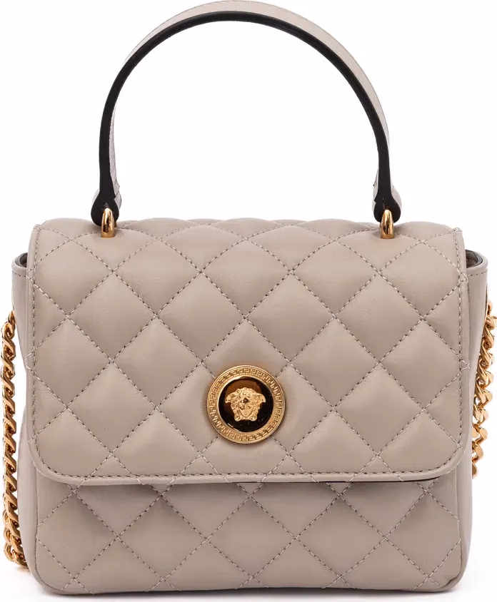 Versace Taupe Quilted Leather Handbag