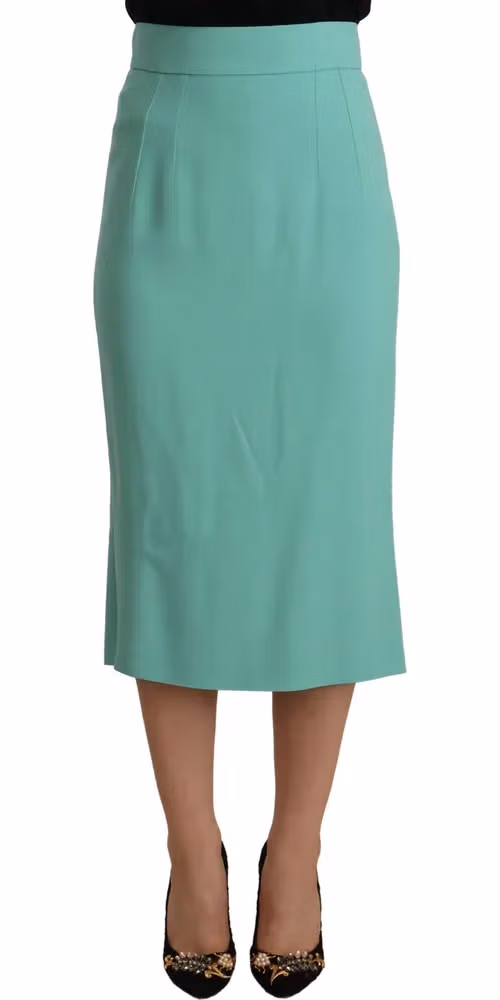 Dolce & Gabbana Mint Green Viscose Pencil Cut Midi Skirt