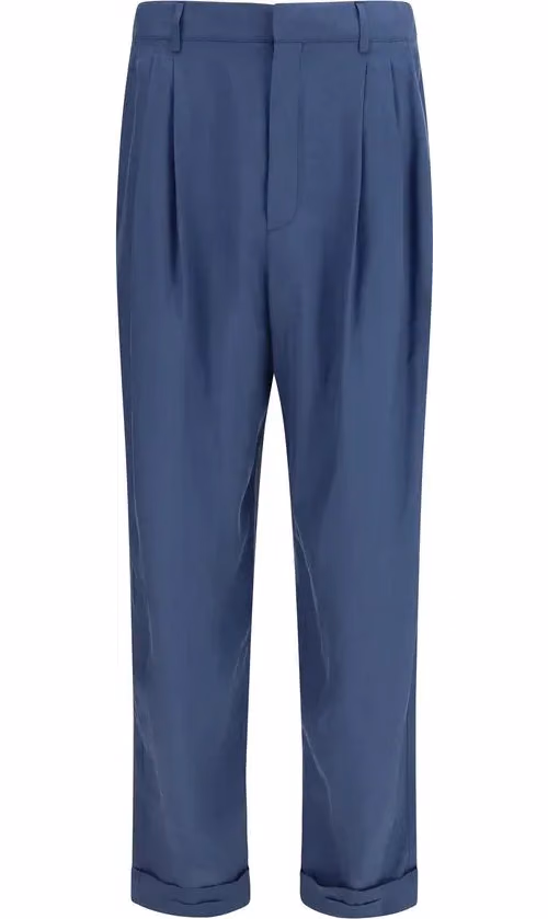 Saint Laurent Blue Silk Dress Pants