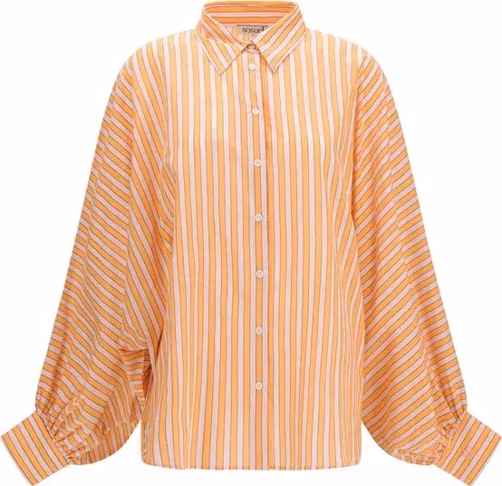 SOSUE Orange Cotton Pattern Shirt