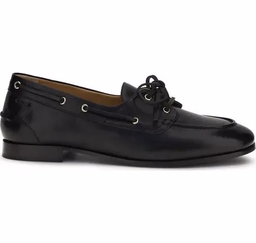Bally Black Buffalo Leather Slip-On Loafers
