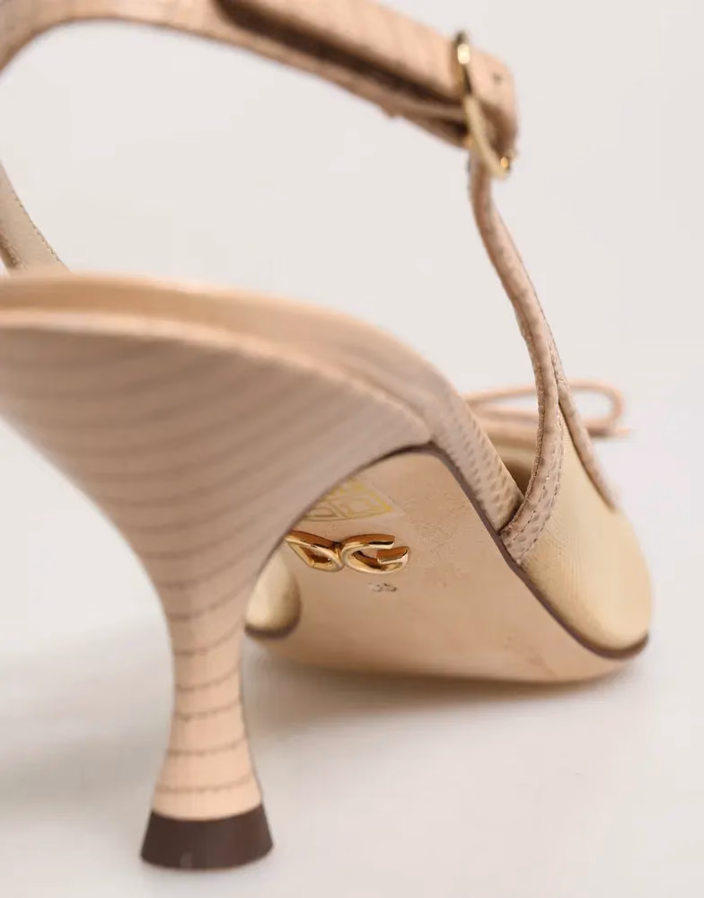 Dolce & Gabbana Beige Lori Mesh Leather Slingback Sandals Shoes