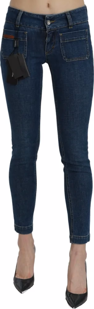 Dolce & Gabbana Blue Slim Fit Cropped Mid Waist Denim Jeans