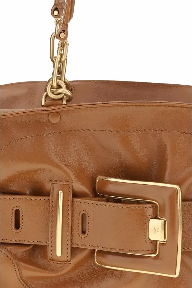 Balmain Brown Calf Leather Bos Taurus Handbag