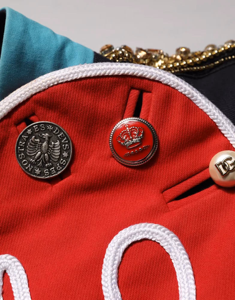 Dolce & Gabbana Multicolor Asymmetrical Ornate Jewel Cropped Jacket