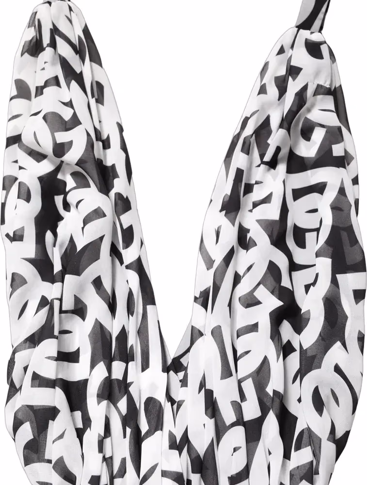 Dolce & Gabbana Black White Logo Sleeveless Floor Length Maxi Dress