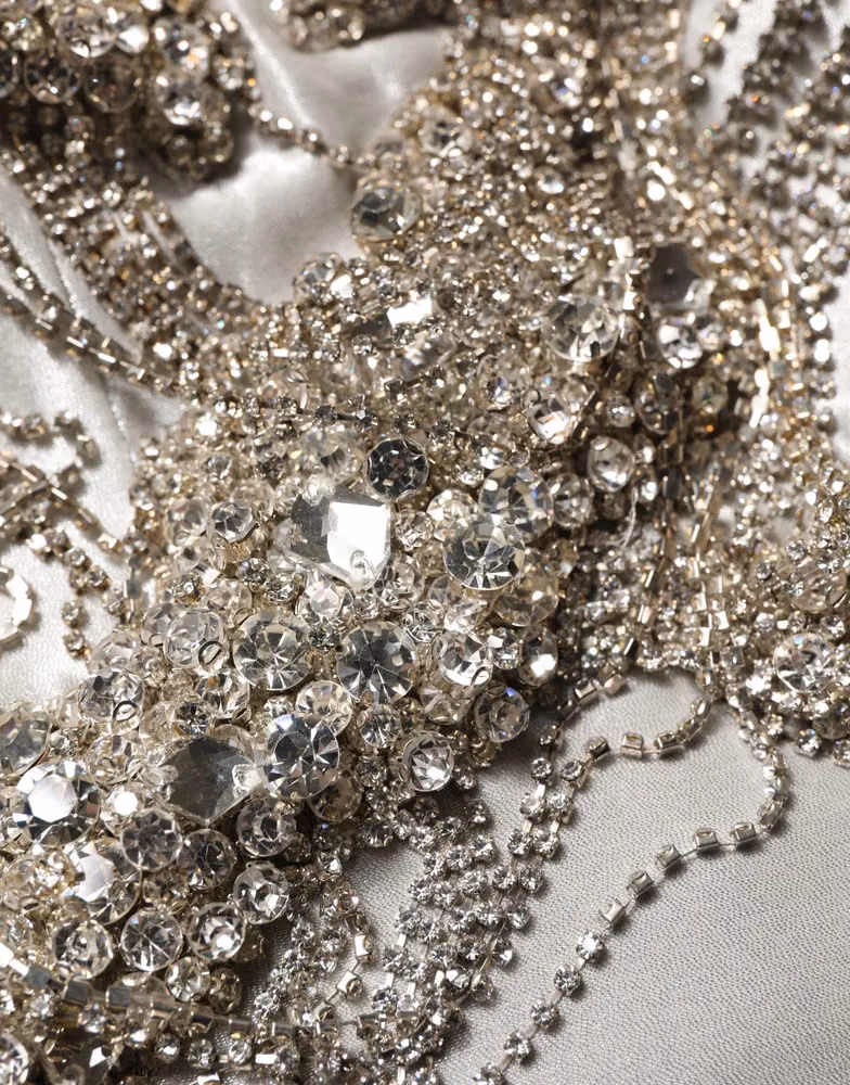 Dolce & Gabbana Silver Crystal Embellished EveningGown Dress