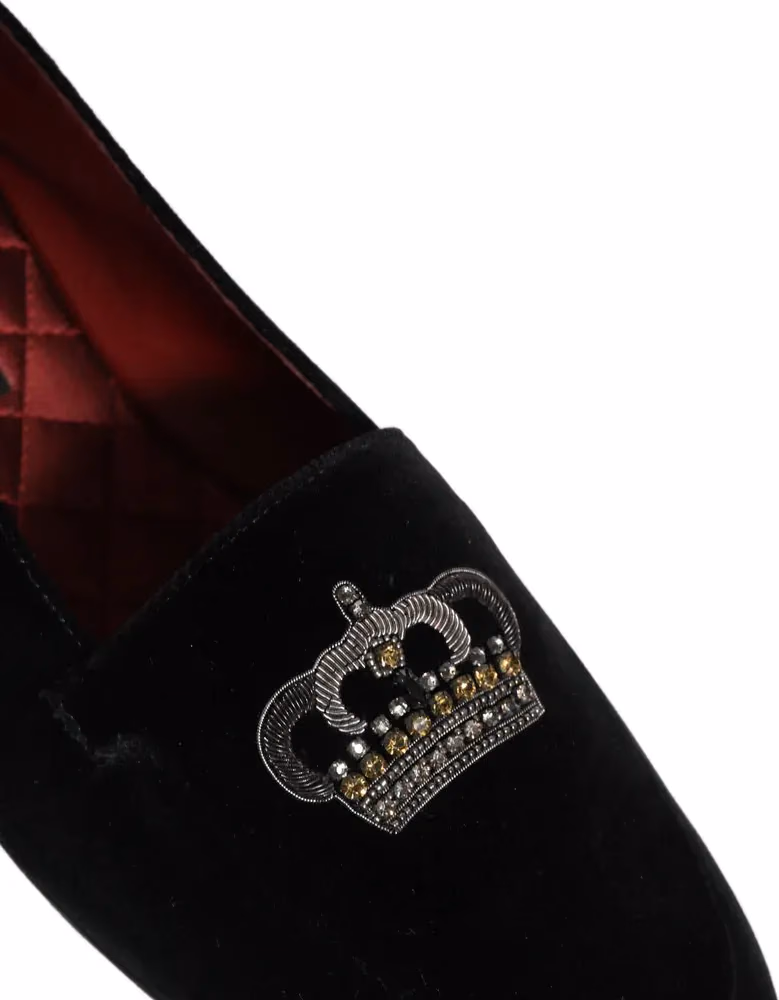 Dolce & Gabbana Black Crown Embellished Dress Loafers Shoes