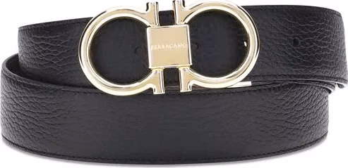 Ferragamo Black Calf Leather Bos Taurus Belt