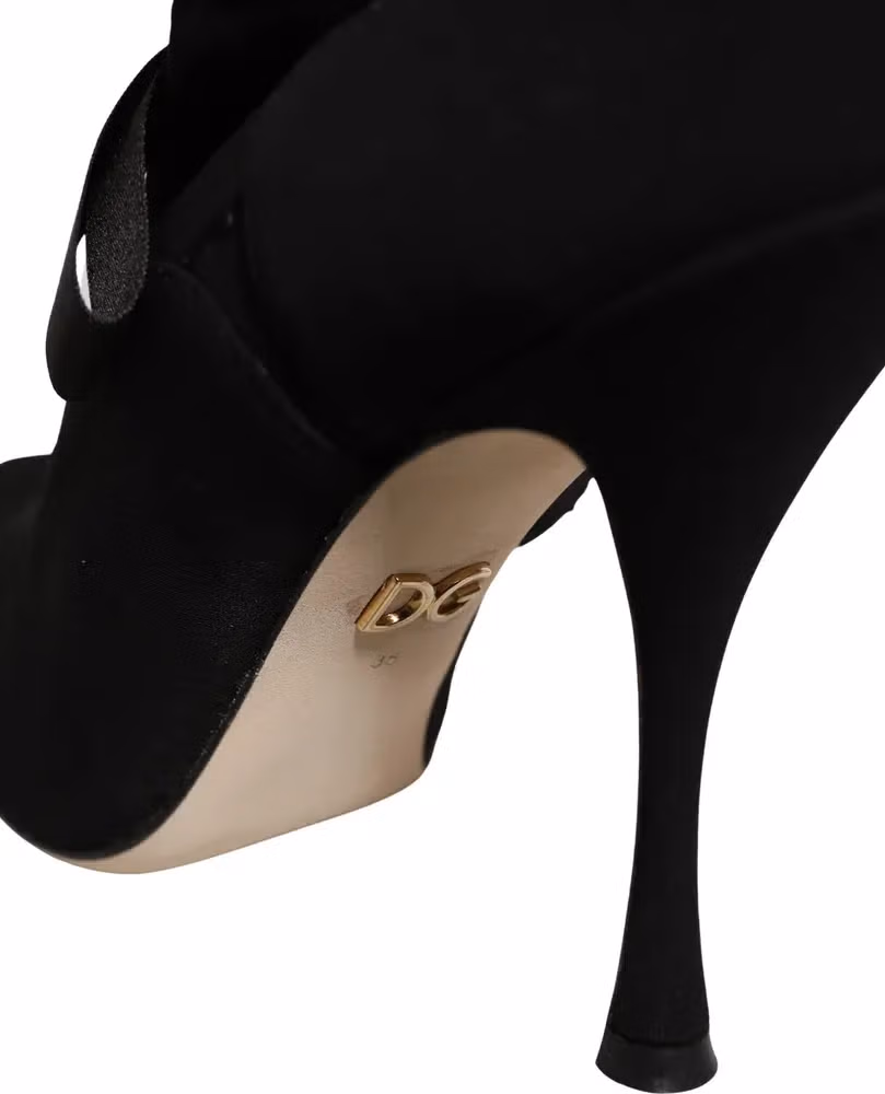 Dolce & Gabbana Black Stiletto Heels Mid Calf Boots Shoes