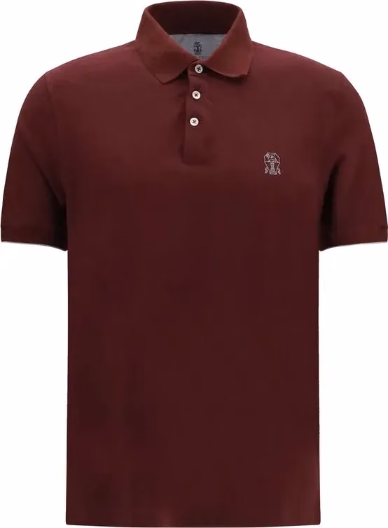Brunello Cucinelli Bordeaux Cotton Polo Shirt