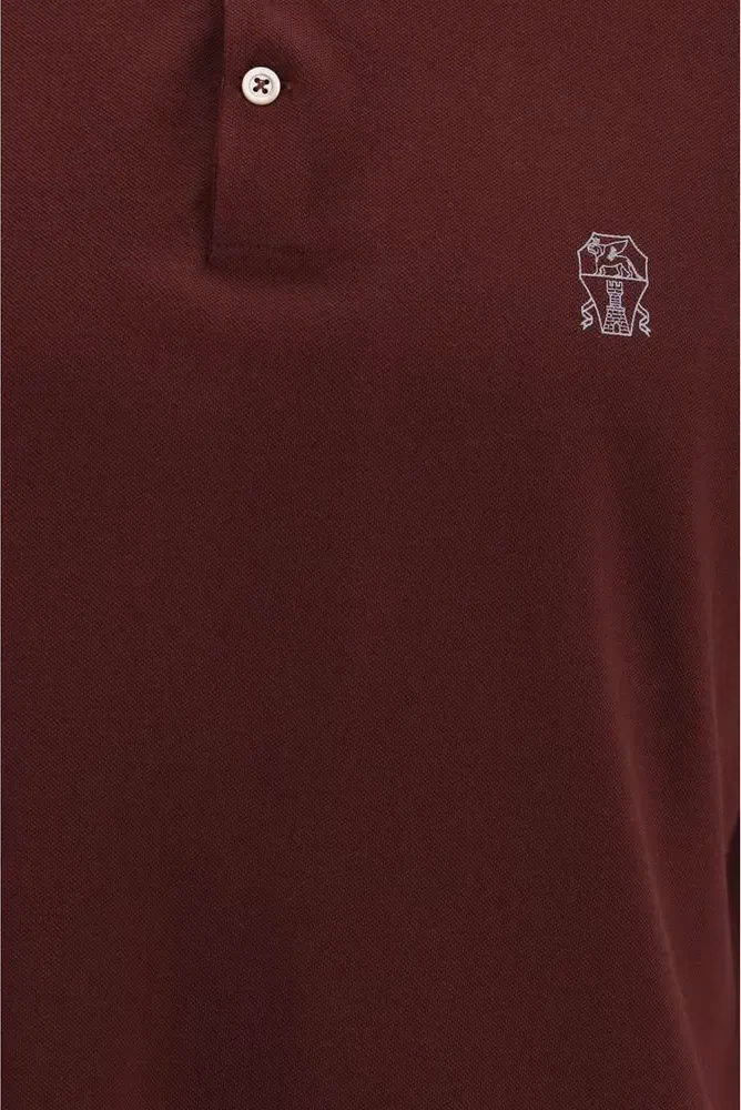 Brunello Cucinelli Bordeaux Cotton Polo Shirt