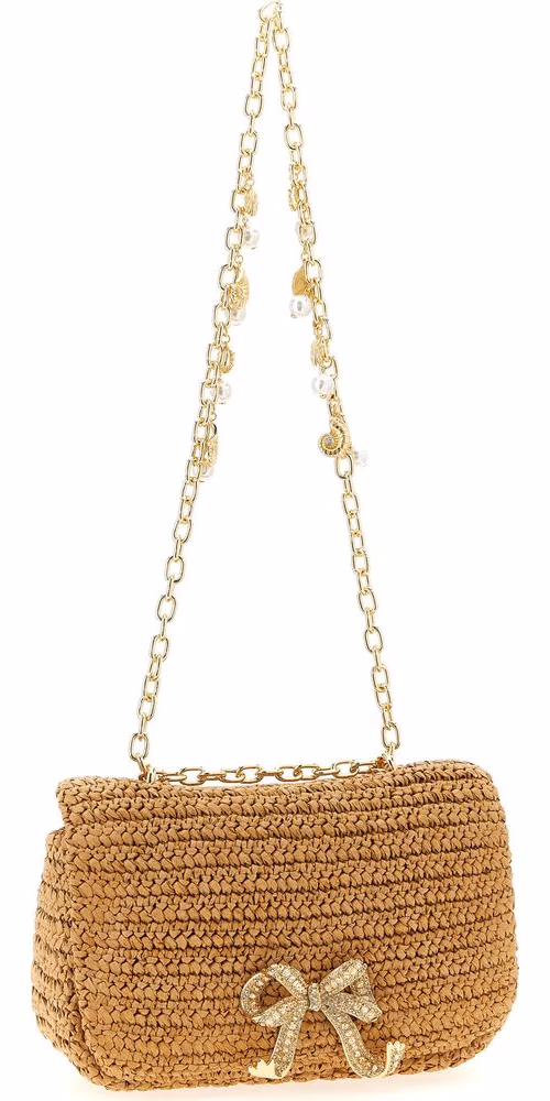 Self-Portrait Beige Raffia Shoulder Bag
