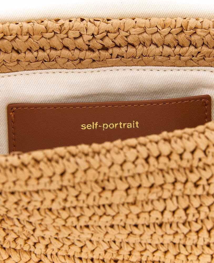 Self-Portrait Beige Raffia Shoulder Bag