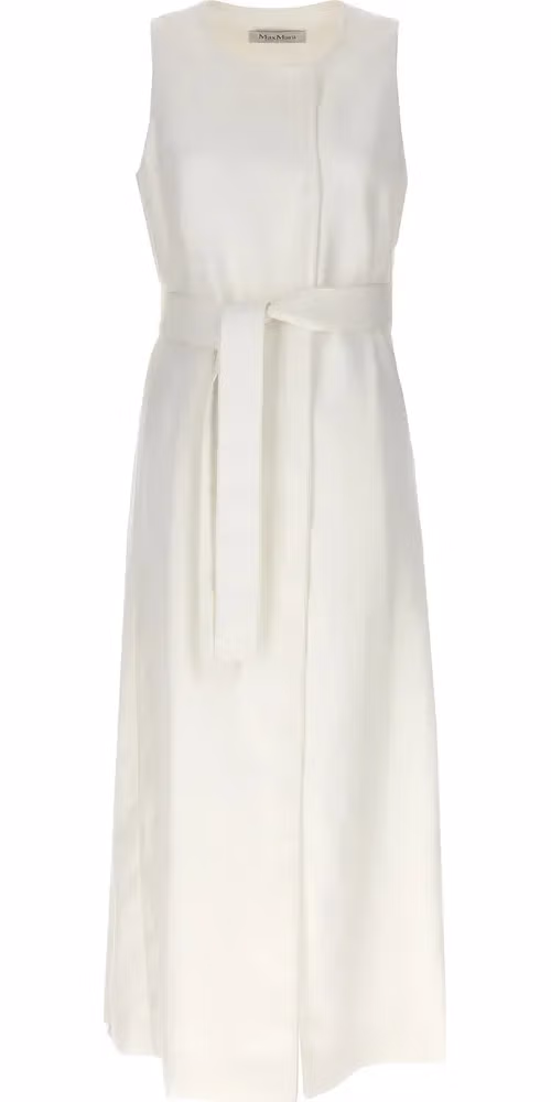 Max Mara White Flax Sleeveless Jacket