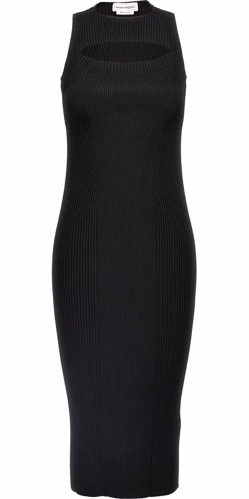 Alexander McQueen Black Viscose Midi Dress