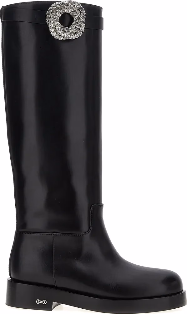 MACH & MACH Black Calfskin Over The Knee