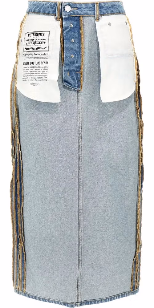 Vetements Blue Cotton Mini Skirt