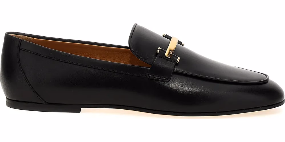 Tod's Black Calfskin Slip-On Loafers