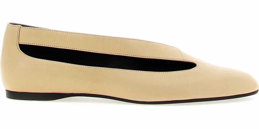 Khaite Beige Lamb Leather Ballet Flats