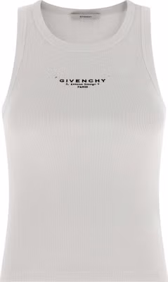 White Cotton Sleeveles T-Shirt