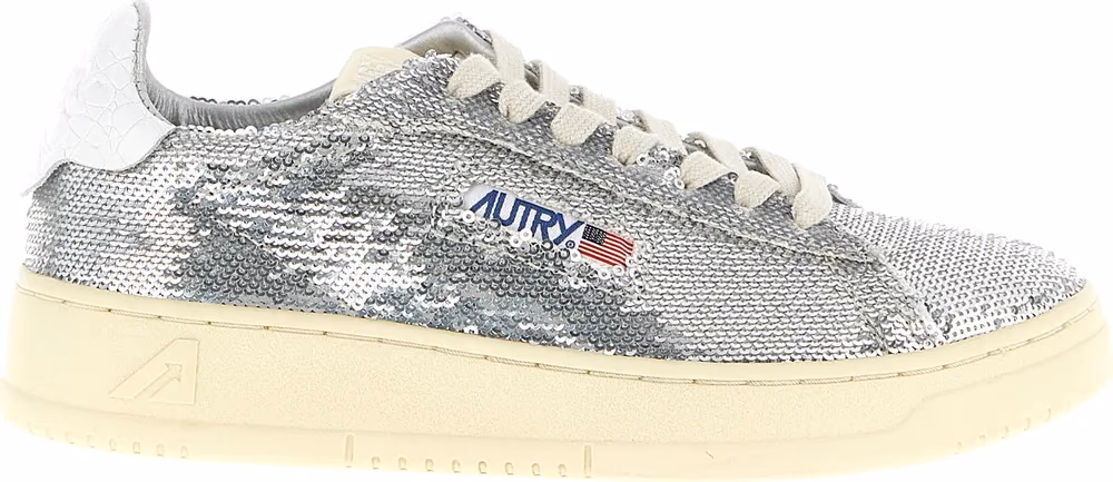 Autry Silver Polyester Low Top Sneakers