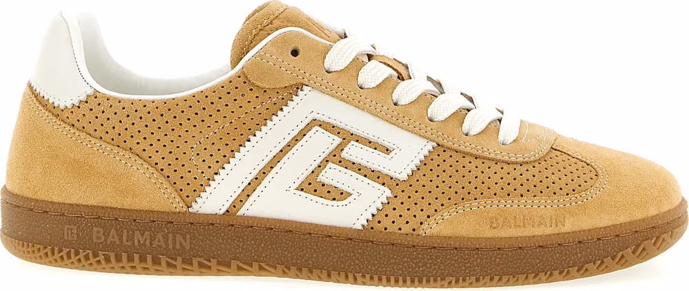Balmain Beige Calfskin Low Top Sneakers