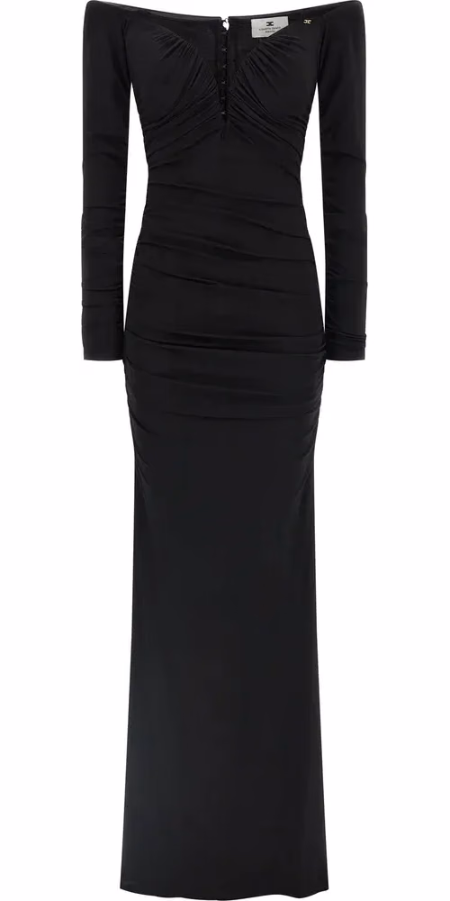 Elisabetta Franchi Black Viscose Long Dress