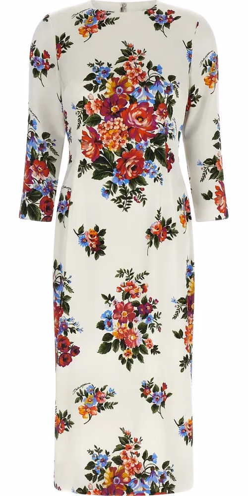 Dolce & Gabbana White Viscose Midi Dress