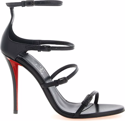 Black Goatskin Stiletto Heel Sandals