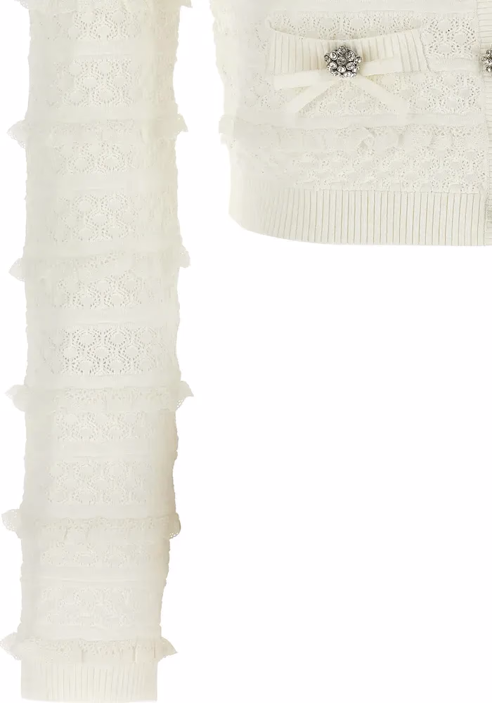 Self-Portrait White Viscose Cardigan