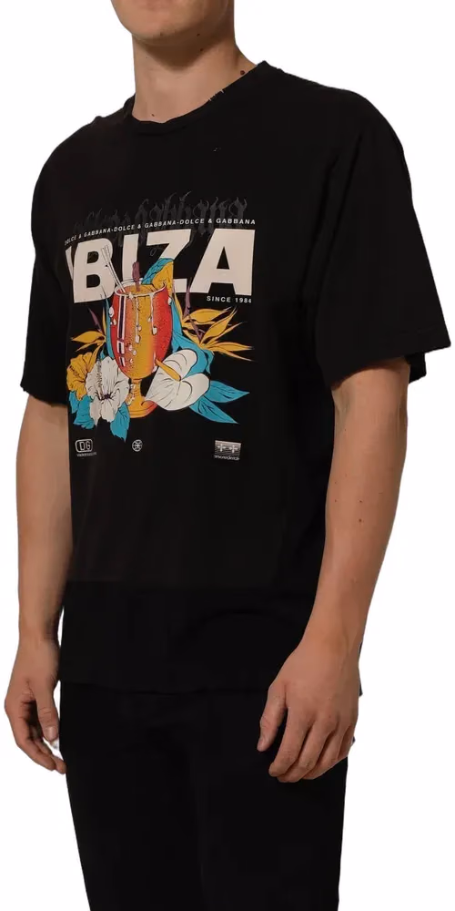 Dolce & Gabbana Black Tropical "IBIZA" Men Crew Neck T-shirt