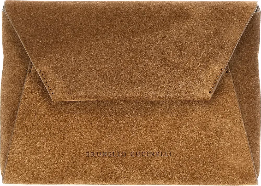 Brunello Cucinelli Brown Calfskin Clutch Bag