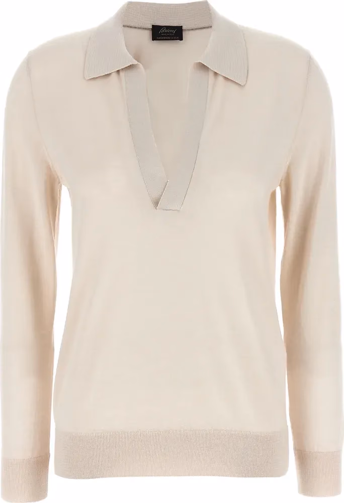 Brioni Beige Cashmere Polo Shirt