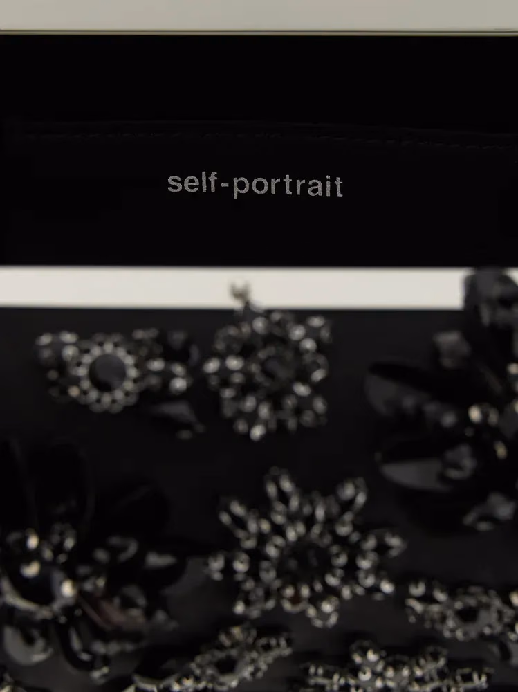 Self-Portrait Black Polyester Clutch Bag
