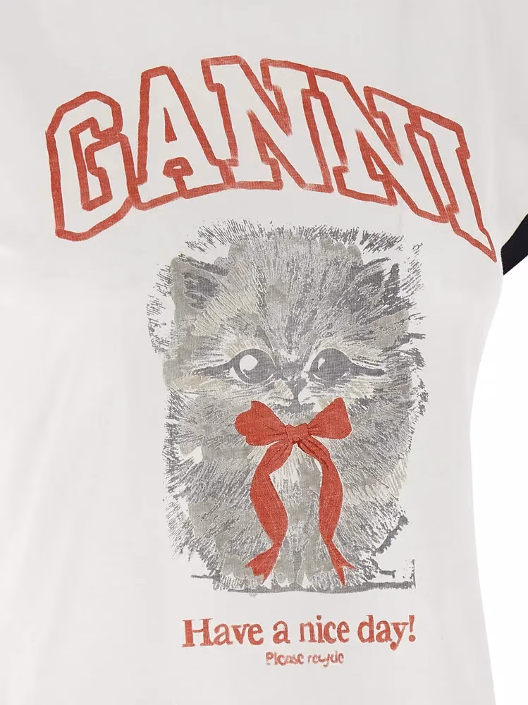 Ganni White Organic Cotton T-Shirt