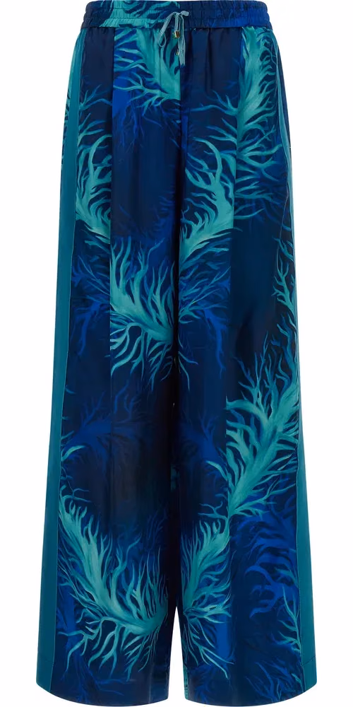 F.R.S. - FOR RESTLESS SLEEPERS Blue Silk Casual Pants