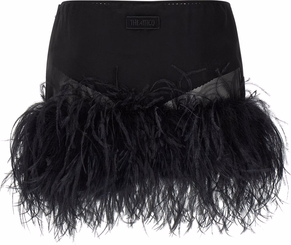 The Attico Black Polyester Long Skirt