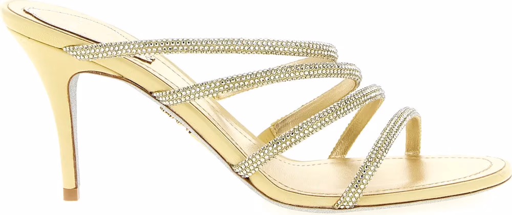 RENE CAOVILLA Gold Viscose Stiletto Heel Sandals